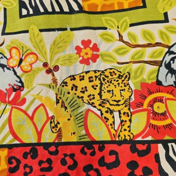 Paris Accessories Inc 1960s Square Cotton Scarf Multicolor Wild Animal Pattern - Picture 5 of 6